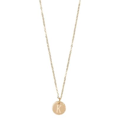 Jozemiek initial necklace with letter K, 14k gold plating