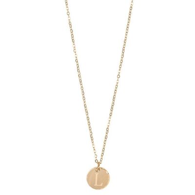 Jozemiek initial necklace with letter L, 14k gold plating