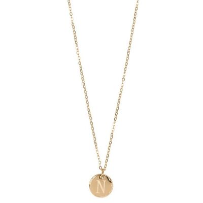 Collana con iniziale Jozemiek con lettera N, placcatura in oro 14k