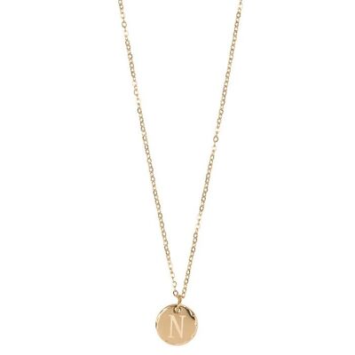 Jozemiek initial necklace with letter N, 14k gold plating