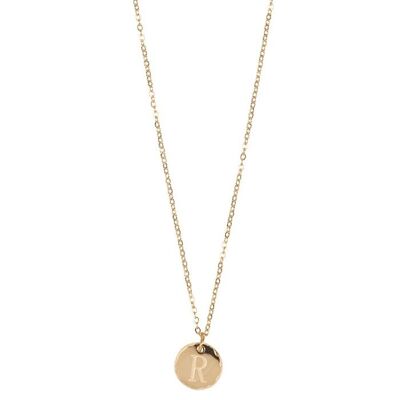 Jozemiek initial necklace with letter R, 14k gold plating