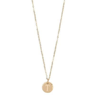 Jozemiek initial necklace with letter T, 14k gold plating