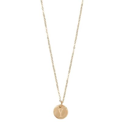 Jozemiek initial necklace with letter Y, 14k gold plating