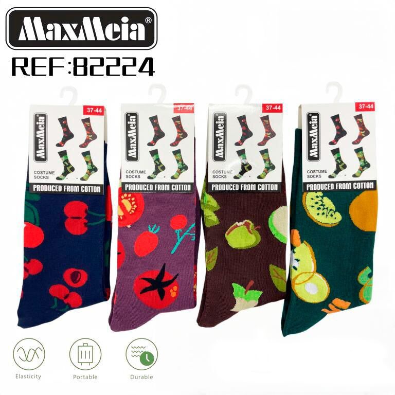 Lange Baumwollsocken mit Fruchtmotiv. B2B