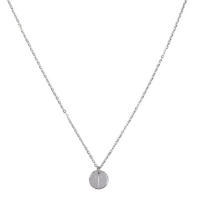 Jozemiek initial necklace with letter T, Silver
