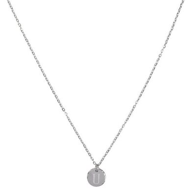 Jozemiek initial necklace with letter U, Silver