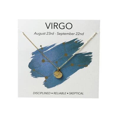 Collar Signo Del Zodíaco De Acero Chapado En Oro De 18 Quilates Virgo / Virgo