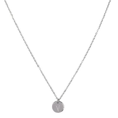 Jozemiek initial necklace with letter V, Silver