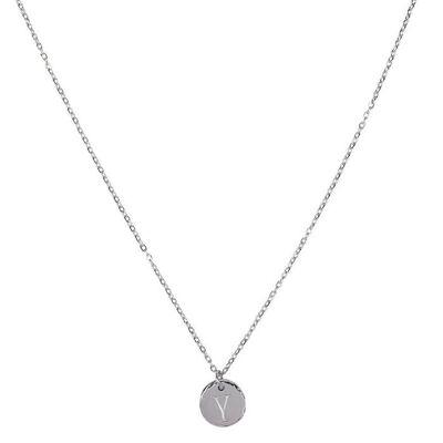 Jozemiek initial necklace with letter Y, Silver