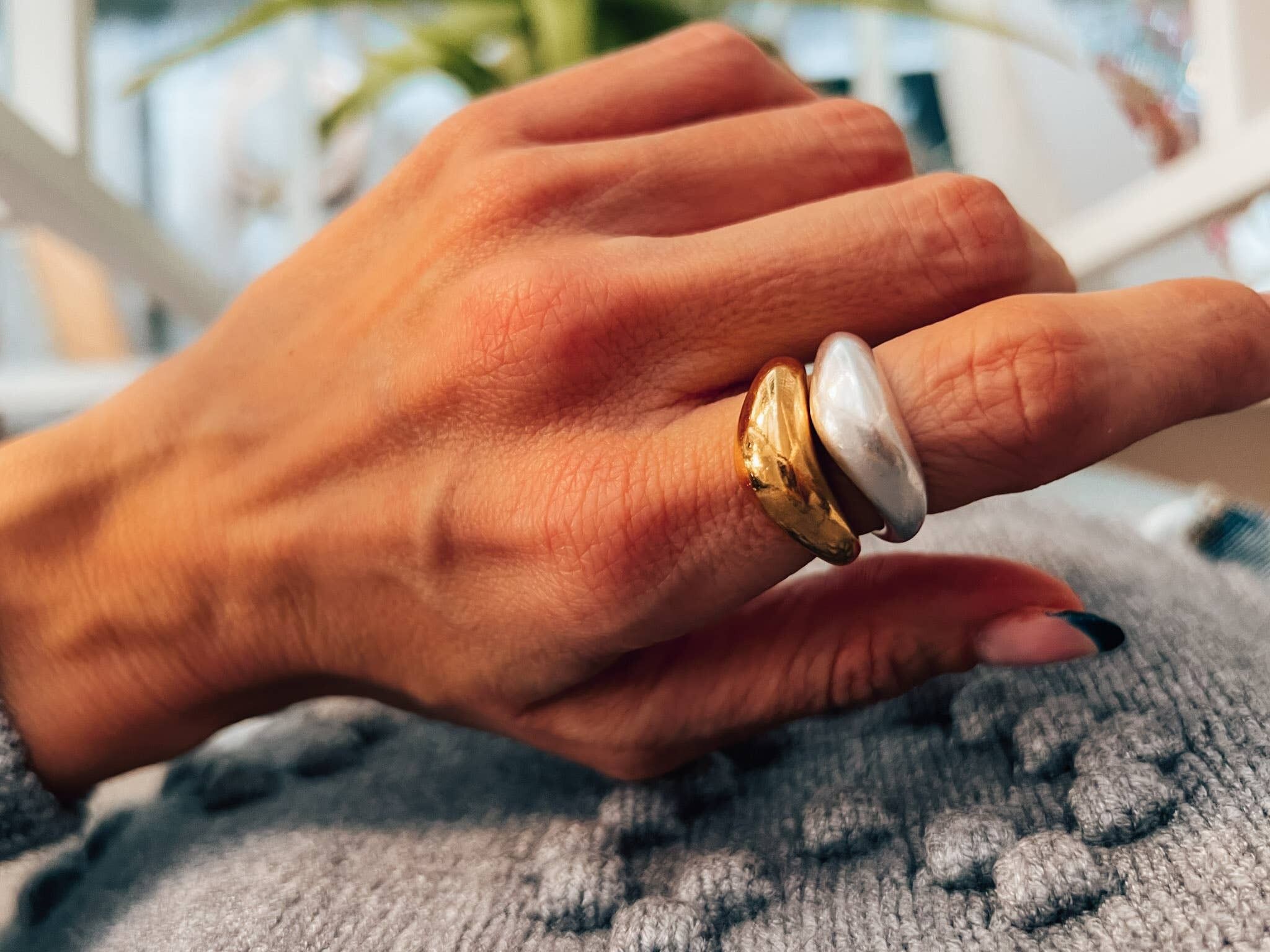 Bague Boomerang en or et argent