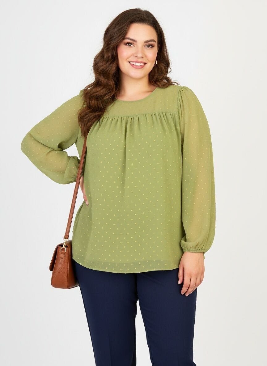 Camicetta a pois taglie forti (C6579)