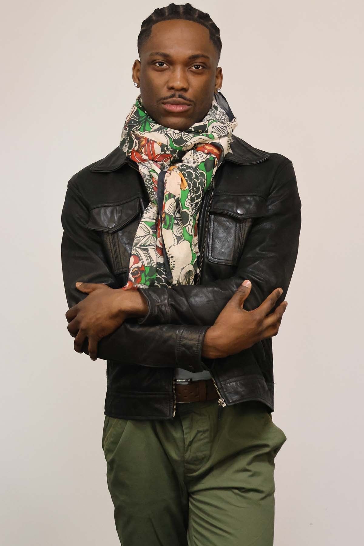 GENZO men's cotton voile scarf