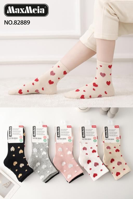 Kurze Baumwollsocken mit Herzmotiv