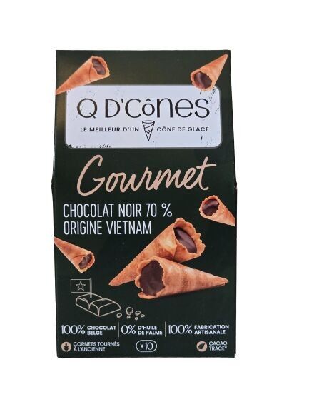 Conos de Chocolate Negro Q de GOURMET 70% Origen Vietnam