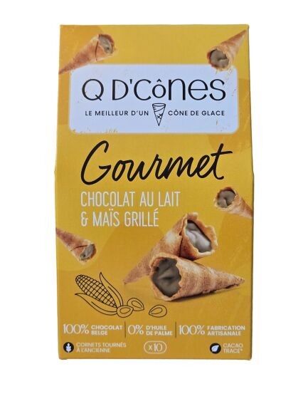Q di coni al cioccolato al latte e mais tostato GOURMET