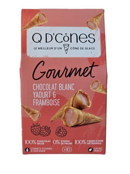 Q de Conos GOURMET Chocolate Blanco, Yogur y Frambuesa