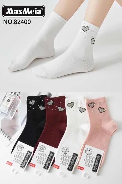 Calzini corti in cotone con disegno a cuore