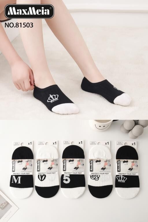 Calzini invisibili da donna in cotone bianco/nero