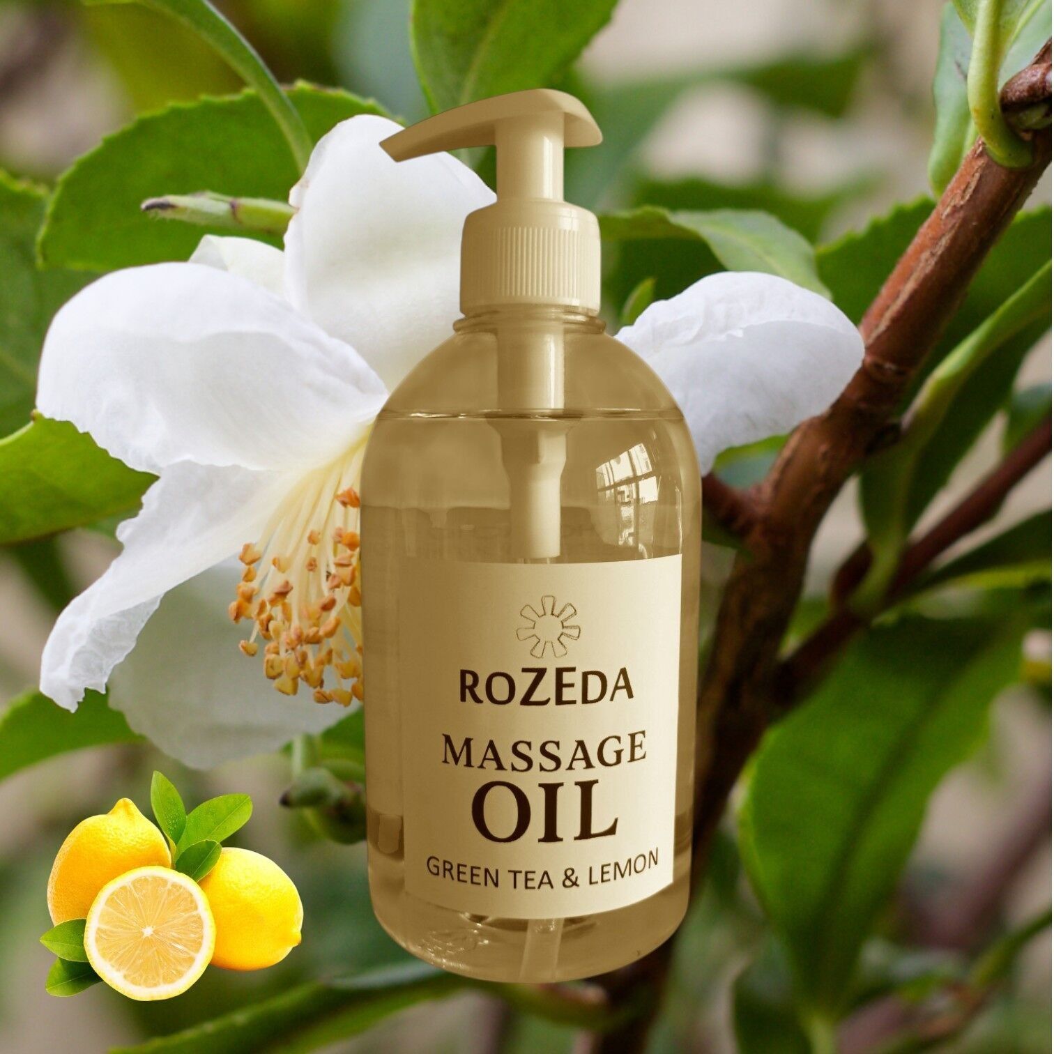 Aceite de masaje profesional, 500 ml - Té verde y limón