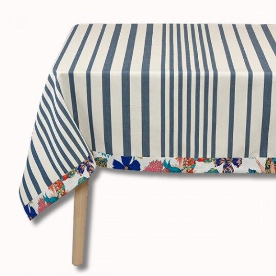 TOVAGLIA IN COTONE - BLU ADOUR/FIORI