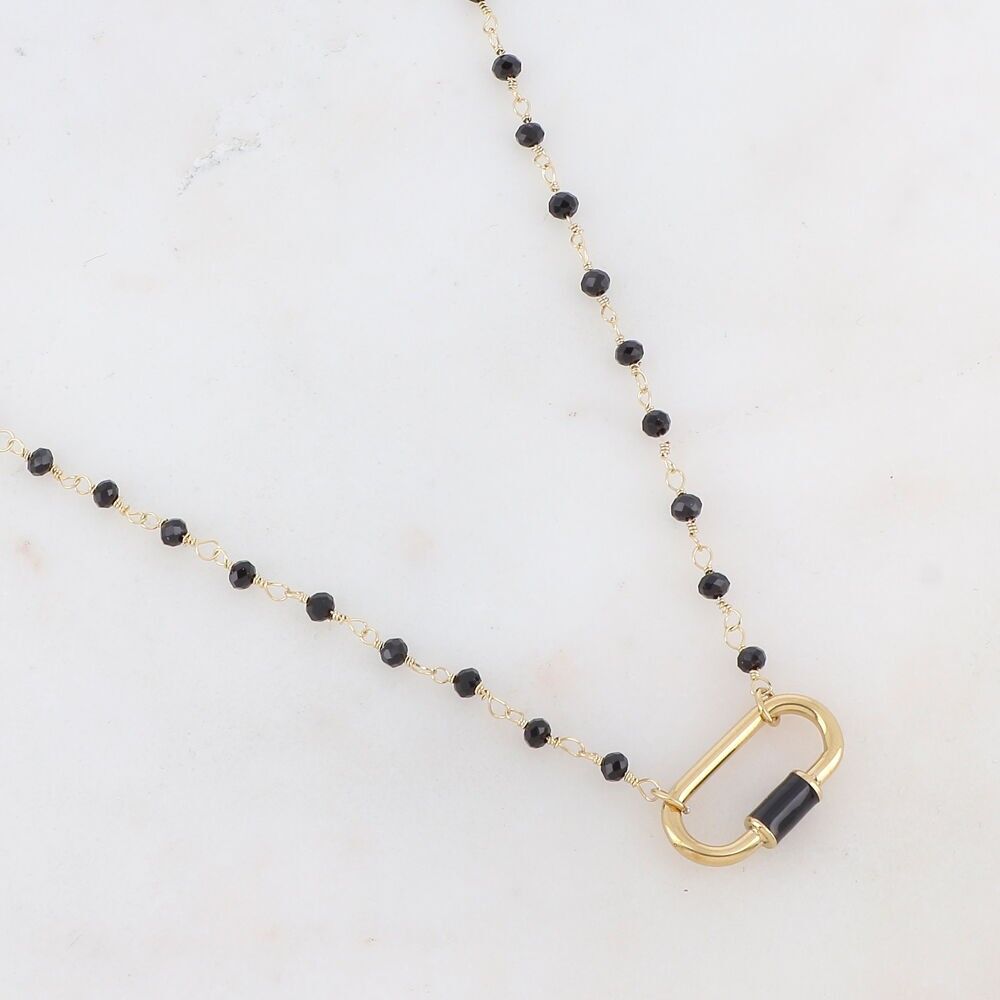 Necklace with glass paste and enamel