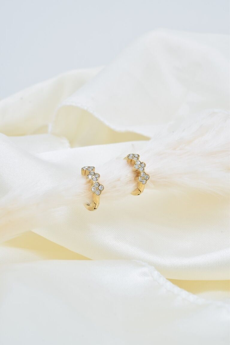 Mini orecchini a cerchio con strass in acciaio inossidabile - BO100415