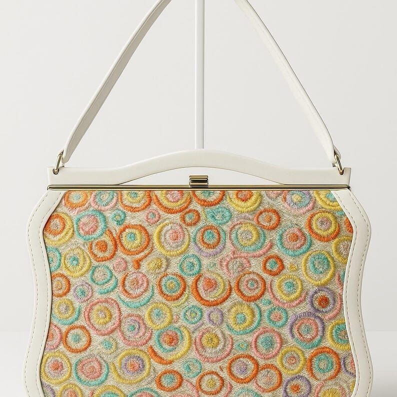 Sac à main vintage brodé Naturalizer avec portefeuille assorti à perles, Japon des années 1950