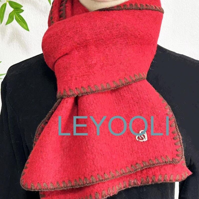 Cotton Knit Winter Scarf, Warm Solid Color Scarf, 25x165cm