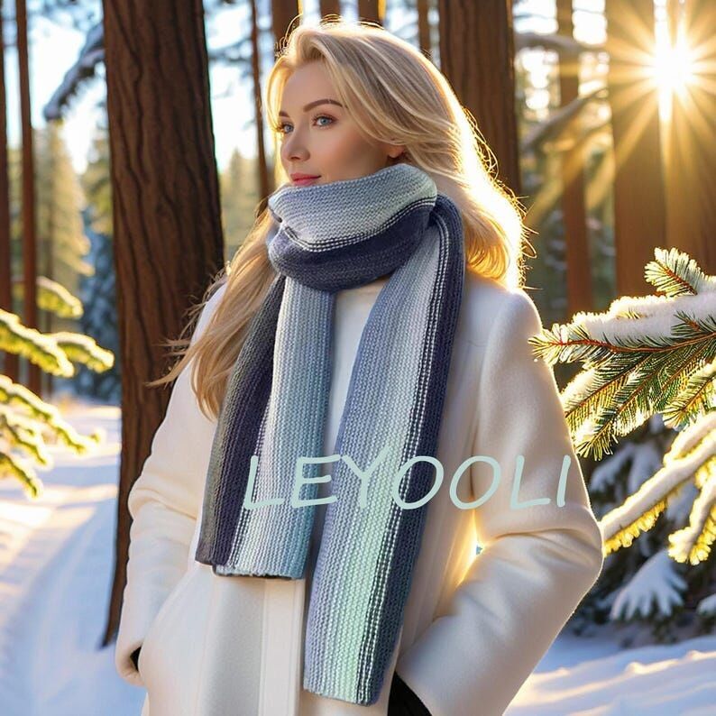 Sciarpa di lana a righe lavorata a mano: scialle caldo invernale (220 cm*35 cm)