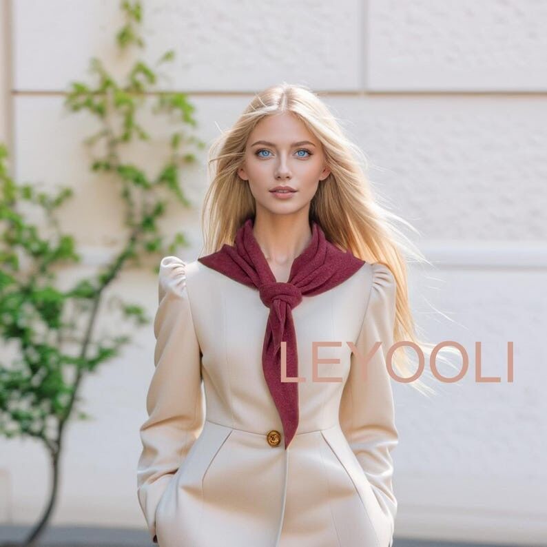 Sciarpa triangolare in misto lana rosa: calda bandana invernale