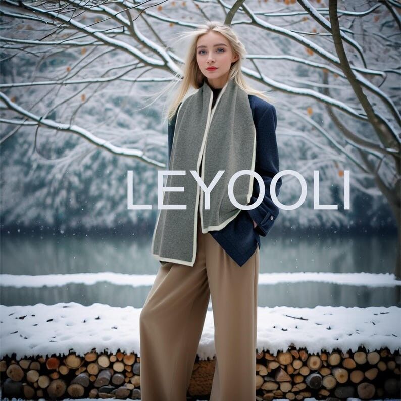 Sciarpa in maglia di cashmere grigio, sciarpa invernale universale