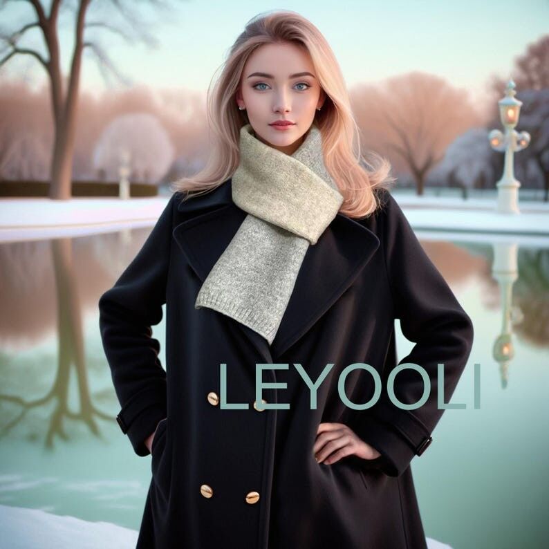 Bufanda de lana y algodón con bloques de colores tejida a mano, elegante y cálida para el invierno.