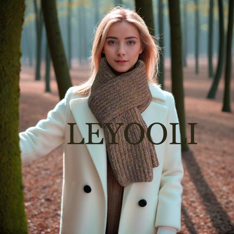 Bufanda de lana tejida a mano | Bufanda gruesa marrón de invierno