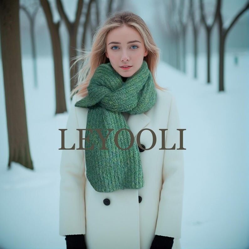 Bufanda de lana tejida a mano: Bufanda gruesa de invierno color turquesa
