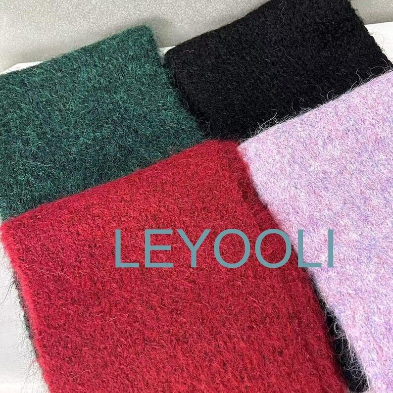 Bufanda de mohair tejida a mano, bufanda de invierno cálida y gruesa