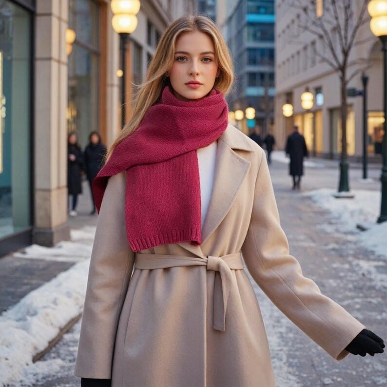 Bufanda de punto 100 % lana: suave, cálida y clásica para el invierno.