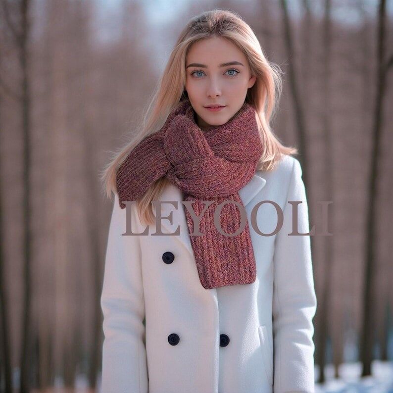 Écharpe en laine tricotée à la main | Écharpe d'hiver épaisse à motif rose