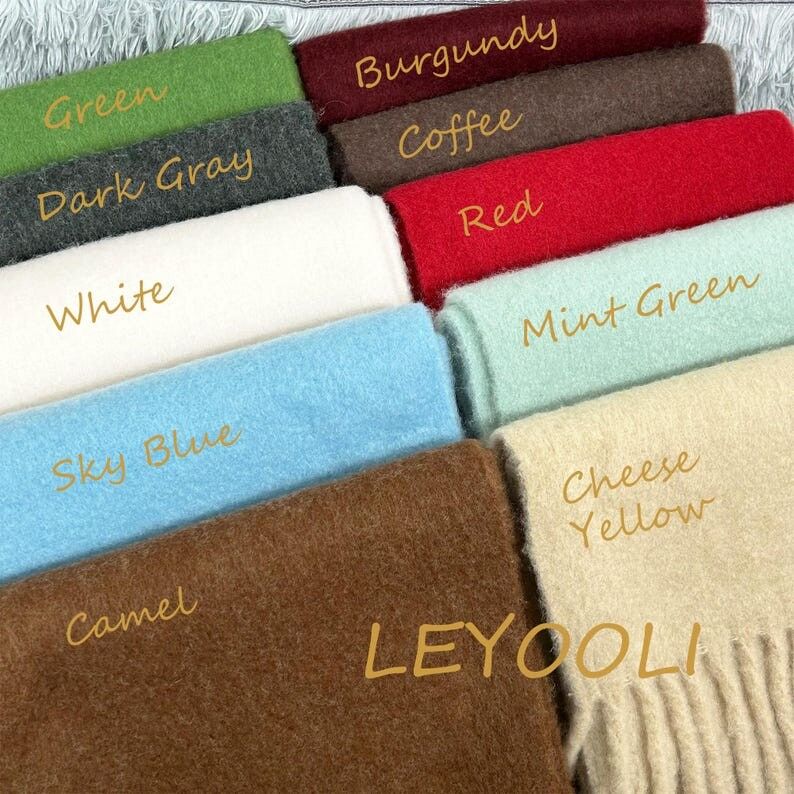 Bufanda de mezcla de lana con borlas, bufanda de invierno extra larga de color liso