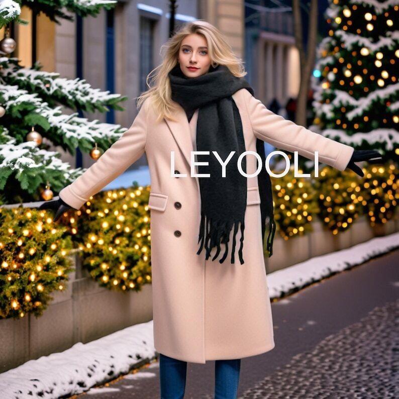 Bufanda de mezcla de mohair negra, bufanda con borlas de invierno