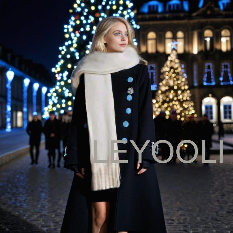 Bufanda de invierno de mohair blanco: color sólido cálido y grueso