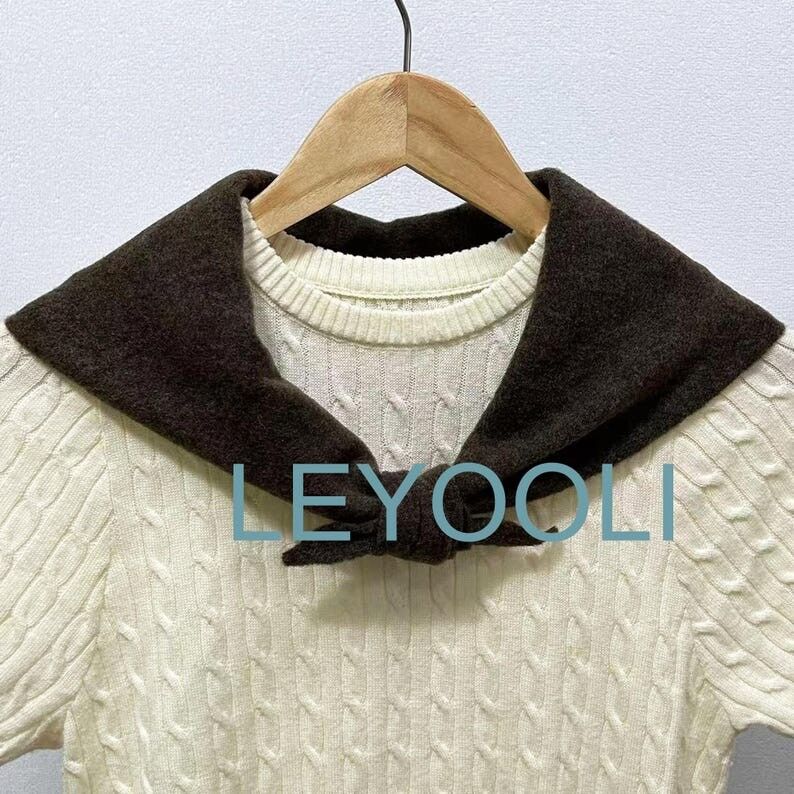 Bufanda triangular de mezcla de lana marrón, bandana de punto para invierno