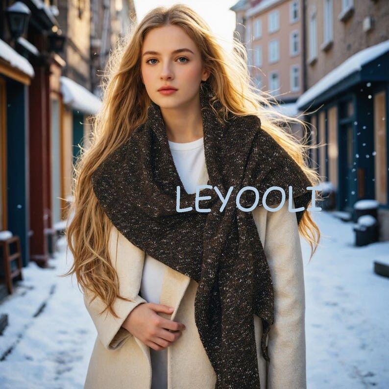 Chal triangular de punto: bufanda de invierno de mezcla de lana suave