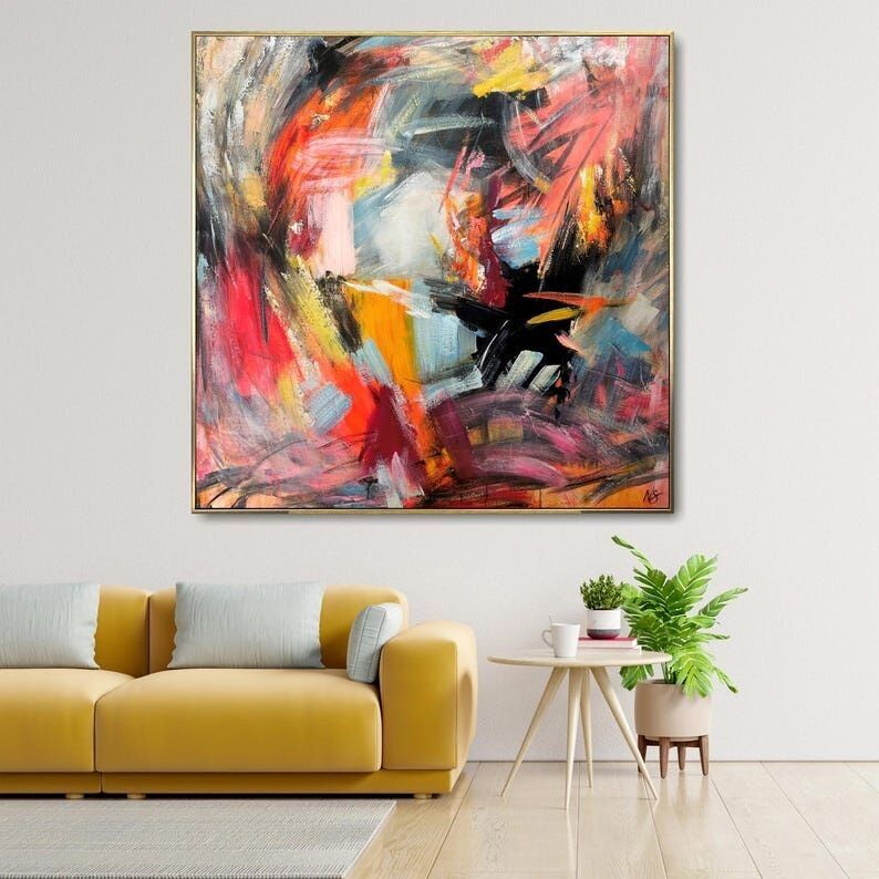 Large Colorful Abstract Painting – Modern Canvas Wall Art