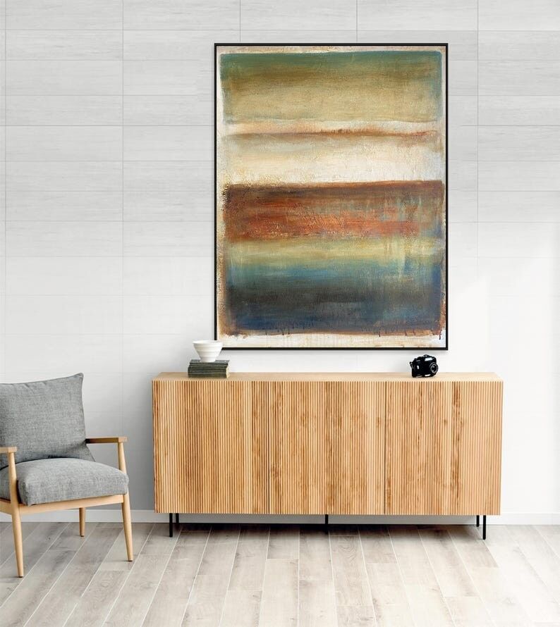 Peinture abstraite de style Rothko : Art minimaliste aux tons terreux, 32" x 24"