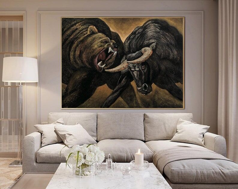 Tableau « Bataille boursière » – Combat du taureau contre l’ours