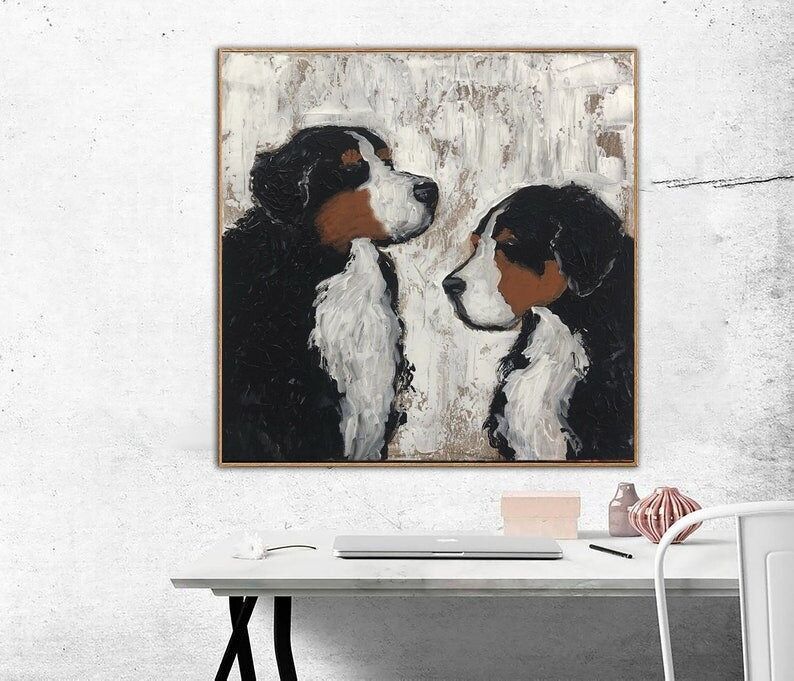 Peinture abstraite d'un bouvier bernois : œuvre d'art texturée