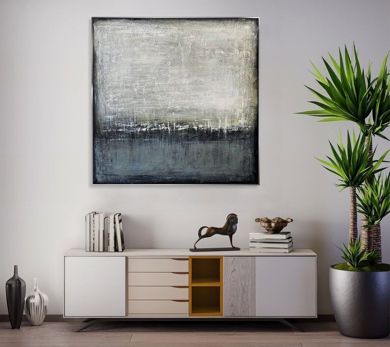 Peinture abstraite monochrome – Toile minimaliste texturée