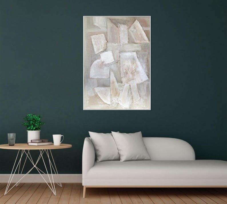 Peinture abstraite à texture neutre – Toile murale moderne et minimaliste