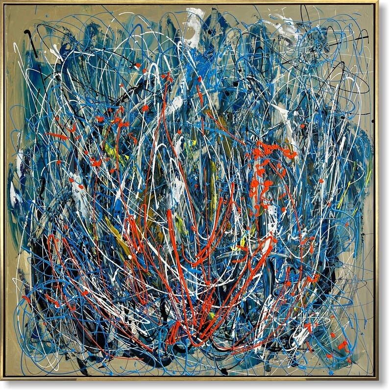 Peinture acrylique abstraite : Art mural moderne texturé