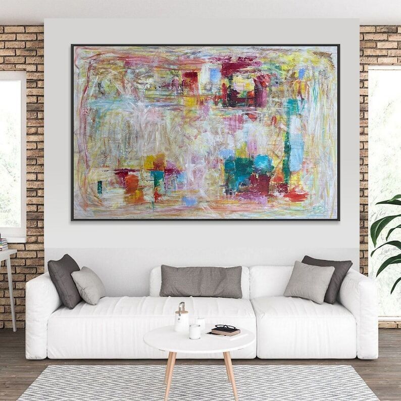 Large Colorful Abstract Oil Painting – Modern Textured Wall Art on Canvas, Contemporary Home Decor